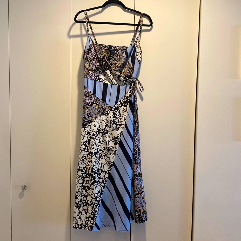 French Connection floral wrap dress, size 4. Blue/yellow/white. Great condition!